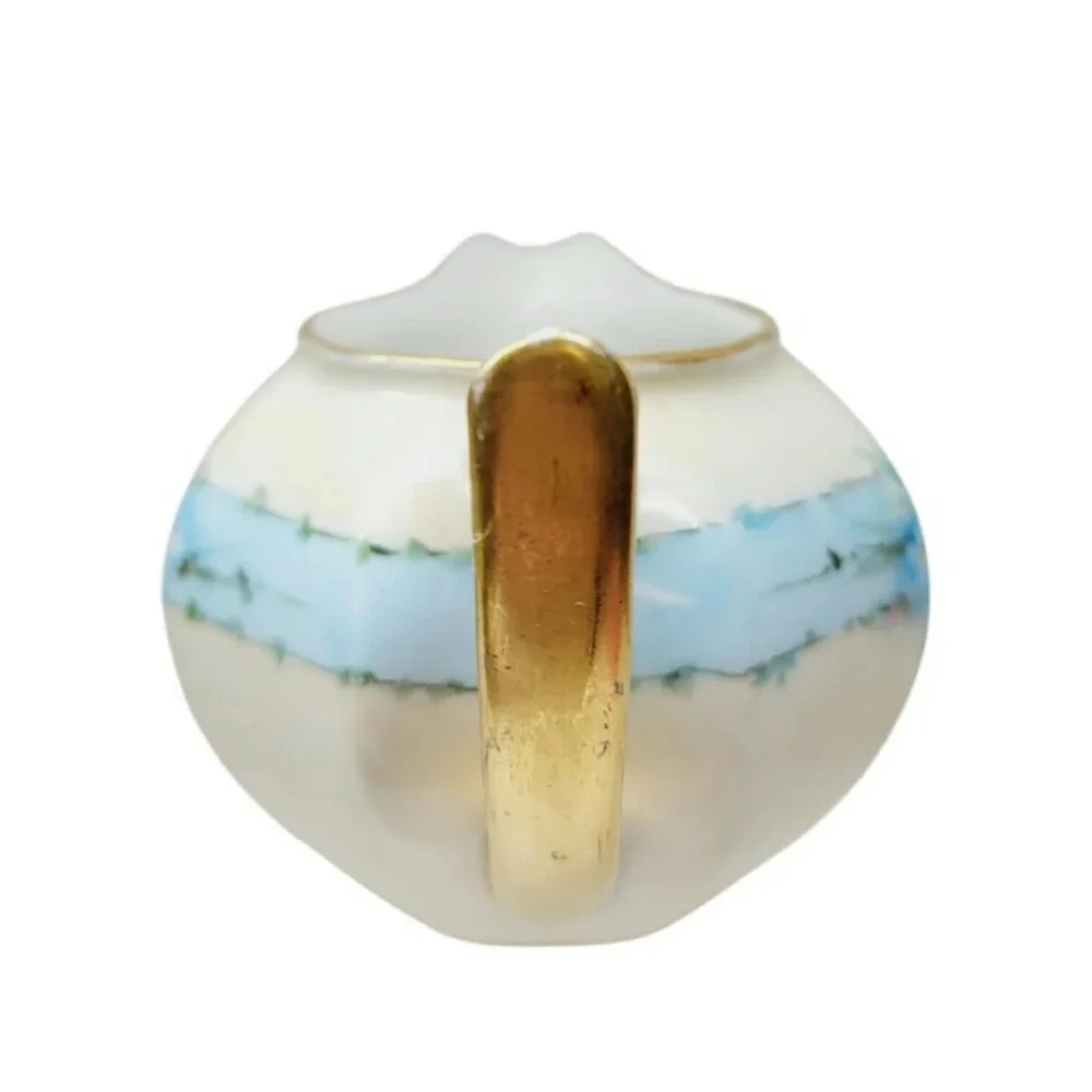 Antique ZS & Co. Bavaria Blue Flower Gold Rimmed Creamer